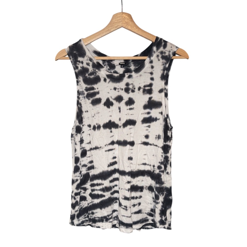 Monrow Modal Tie Dye Tank Top | Black/Gray | XS